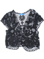 BA3230 Cap Sleeve Crochet Bolero - Black, Front View Thumbnail