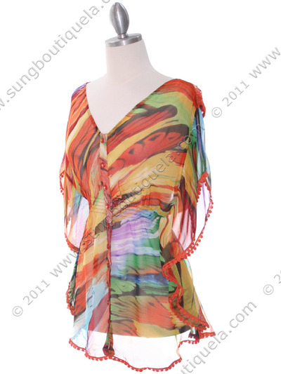 BL020 Yellow Crochet Back Print Top - Yellow, Alt View Medium