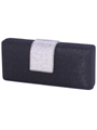 C028 Black Glitering Evening Clutch with Rhinestone Clip - Black, Alt View Thumbnail