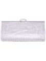 C029 Silver Rhinestone Clutch - Silver, Front View Thumbnail