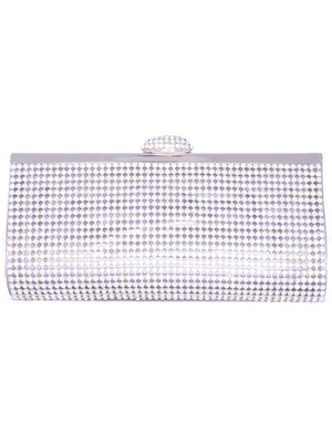 C029 Silver Rhinestone Clutch, Silver