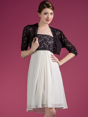 C100 Black Lace Cocktail Dress, Black Champaigne