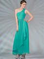 C1288 One-Shoulder Evening Dress - Mint, Front View Thumbnail