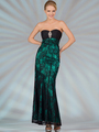 C1290 Lace Evening Dress - Black Jade, Front View Thumbnail