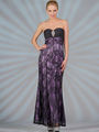 C1290 Lace Evening Dress - Black Lilac, Front View Thumbnail