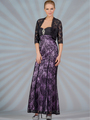 C1290 Lace Evening Dress - Black Lilac, Alt View Thumbnail