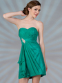 C1291 Pleated Cocktail Dress - Jade, Front View Thumbnail