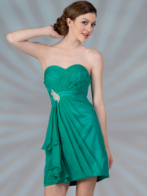 C1291 Pleated Cocktail Dress, Jade