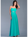 C1293 Strapless Chiffon Evening Dress - Aqua, Front View Thumbnail
