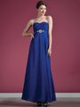 C1293 Strapless Chiffon Evening Dress - Royal Blue, Front View Thumbnail