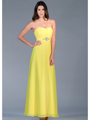 C1293 Strapless Chiffon Evening Dress, Yellow