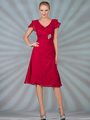 C1297 Flowy Chiffon Cocktail Dress - Red, Front View Thumbnail