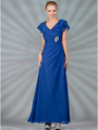 C1298 Cap Sleeve Evening Dress - Royal Blue, Front View Thumbnail