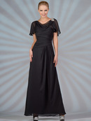 C1299 Chiffon Sleeves Evening Dress, Black