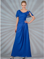 C1299 Chiffon Sleeves Evening Dress - Coral, Front View Thumbnail