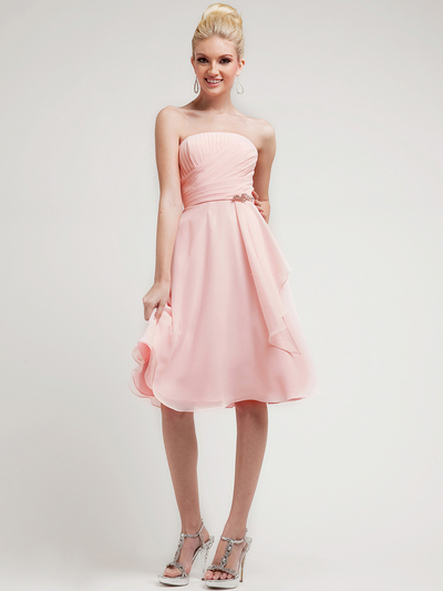 C1451 Flirty Knee-Length Cocktail Dress - Blush, Front View Medium
