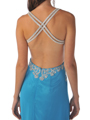 C1477 Cobalt Rhinestone Cross Back with Cut Out Prom Dress - Cobalt, Back View Thumbnail