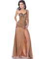 C1618 One Shoulder Sweetheart Evening Dress with Slit - Brown, Front View Thumbnail