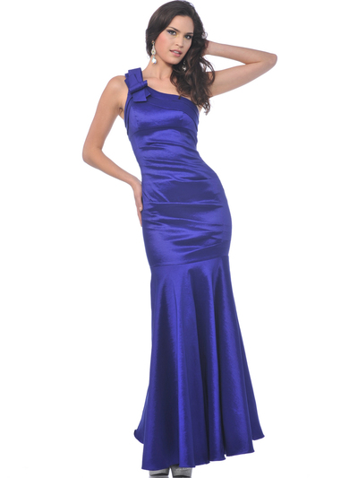 C1730 Vintage Evening Dress with Flare Hem - Purple, Front View Medium