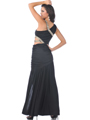 C1743 Asymmetrical Neckline Evening Dress - Black, Back View Thumbnail