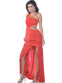 C1743 Asymmetrical Neckline Evening Dress - Orange, Front View Thumbnail