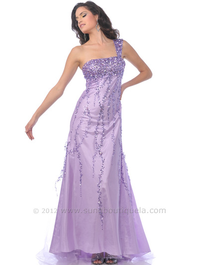 C1781 Lilac Wide One Shoulder Prom Dress - Lilac, Front View Medium