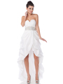 C1983 Taffeta High-low Special Occasion Dress - White, Front View Thumbnail