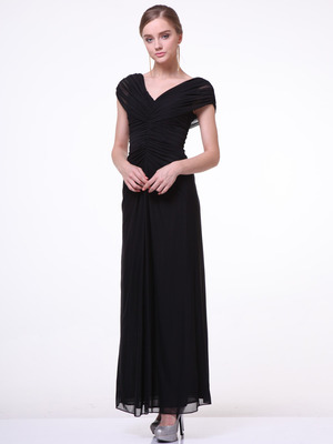 C3974 Wide Shoulder Evening Dress, Black