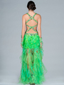 C5904 Jeweled Cut-Out Shimmering Dress - Green, Back View Thumbnail