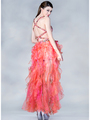 C5904 Jeweled Cut-Out Shimmering Dress - Watermelon, Back View Thumbnail