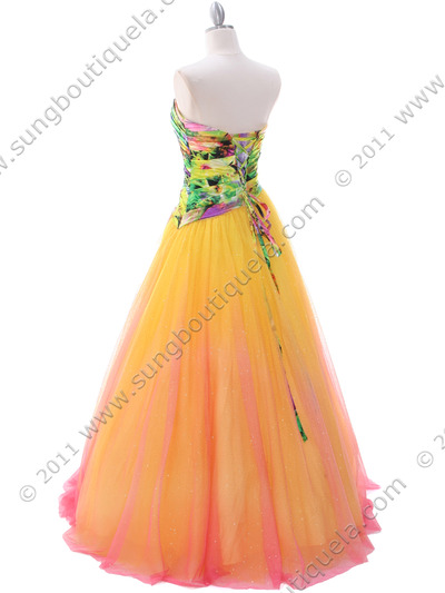C60 Yellow Prom Gown - Yellow, Back View Medium