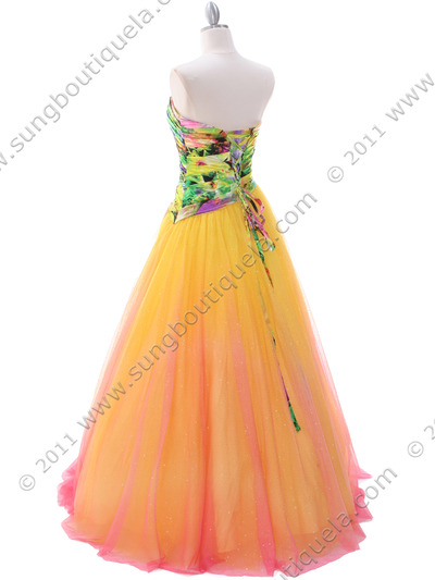C60 Yellow Prom Gown - Yellow, Back View Medium