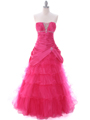 C61 Fuschia Taffeta Prom Evening Gown - Fuschia, Front View Thumbnail