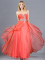 C7574 Layered Prom Gown - Coral, Front View Thumbnail