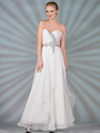 C7574 Layered Prom Gown - Off White, Front View Thumbnail