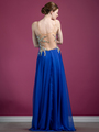 C7644 Royal Blue Jeweled Chiffon Prom Dress - Royal, Back View Thumbnail