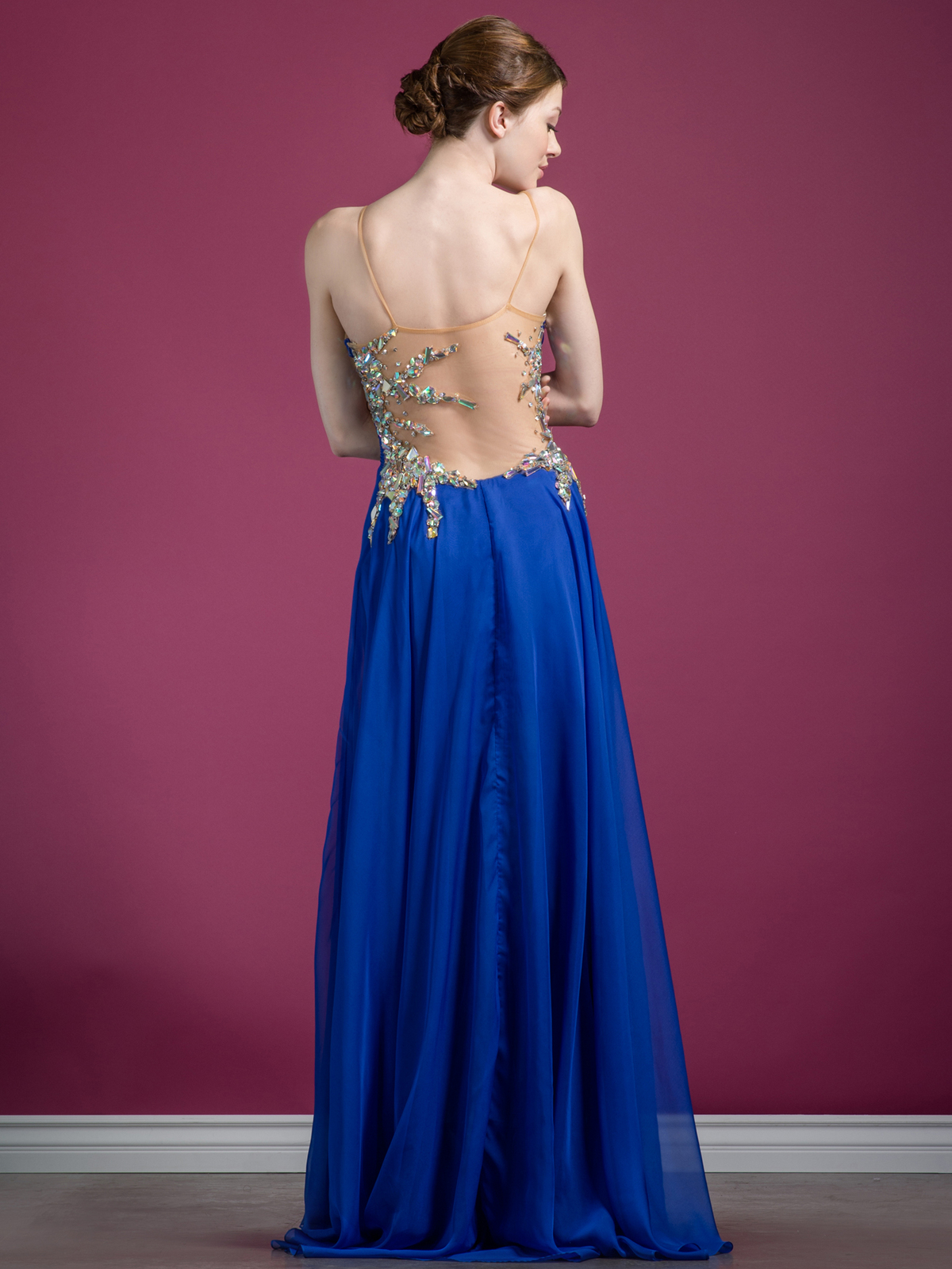 Jazmin Lemon Blue Chiffon Dress Formal Collection 3pc SC 1099