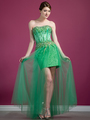 C7661 Beaded Corset Prom Dress - Mint, Front View Thumbnail