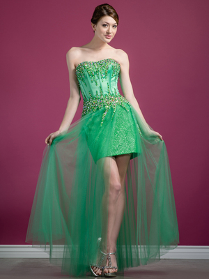 C7661 Beaded Corset Prom Dress, Mint