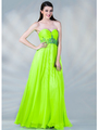 C7664 Beaded and Jeweled Prom Dress - Green, Front View Thumbnail