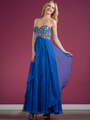 C7665 Jeweled and Beaded Sweetheart Prom Dress - Royal, Front View Thumbnail