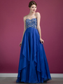 C7677 Stone Sweetheart Prom Dress - Royal Blue, Front View Thumbnail