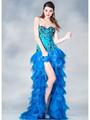 C7684 Multi Blue Jeweled Prom Dress - Multi Blue, Front View Thumbnail