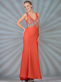 C7691 Tangerine Evening Dress - Tangerine, Front View Thumbnail