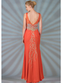 C7691 Tangerine Evening Dress - Tangerine, Back View Thumbnail