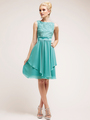 C7770 Pretty Lace Top Layered Skirt Cocktail Dress - Mint, Front View Thumbnail