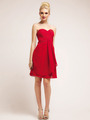 C7775 Chiffon Cocktail Dress - Red, Front View Thumbnail