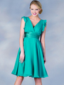 C7782S Flutter Sleeve Cocktail Dress - Jade, Front View Thumbnail