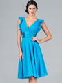 C7782S Flutter Sleeve Cocktail Dress - Ocean Blue, Front View Thumbnail