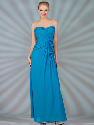 C7783 Strapless Sweetheart Chiffon Bridesmaid Dress, Ocean Blue